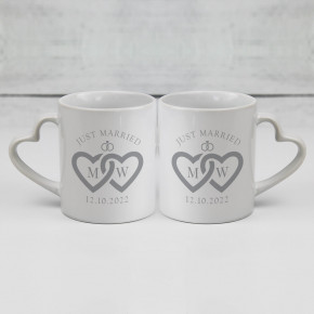 Just Married Heart Handle Mugs
