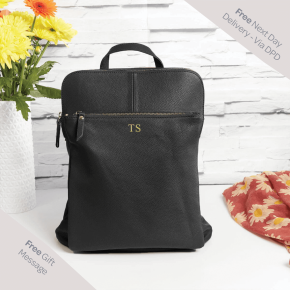Leather Backpack Shoulder Bag Black