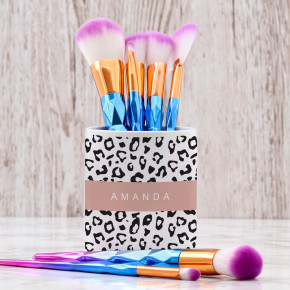 Leopard Print Makeup Brush Pot