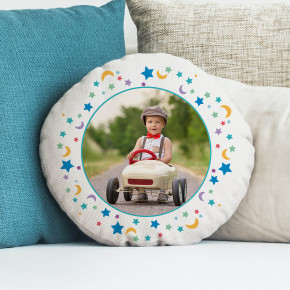 Boys Moon & Stars Round Photo Cushion 18"