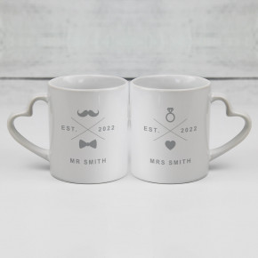 Marriage Icon Heart Handle Mugs