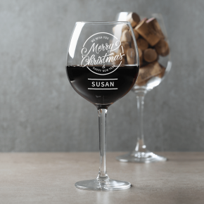 Merry Christmas & Happy New Year Wine Glass