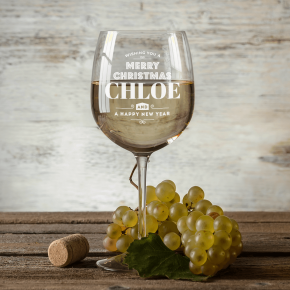 Merry Christmas & Happy New Year Simple 480ml Allegro Wine Glass 