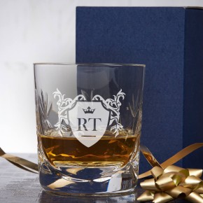 Monogrammed Crest Crystal Whisky Tumbler