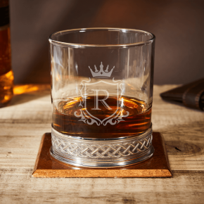 Monogram Crest Celtic Glass Whisky Tumbler