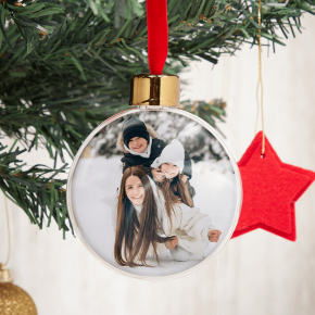 Photo Upload Bauble - Red Back