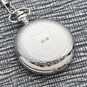 Patterned Front Mechanical Pocket Watch