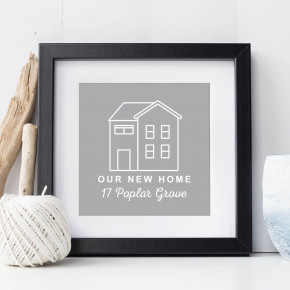 New Home Outline Square Wall Art 
