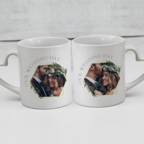 Our Wedding Day Heart Handle Mugs