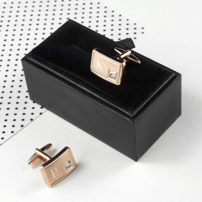 Rose Gold Plated Crystal Cufflinks