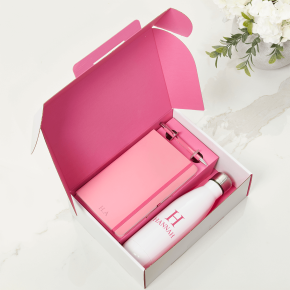Pink Notebook, Pen & White Water Bottle Gift Set