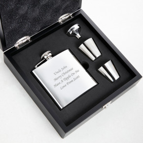 6oz Plain Hip Flask Gift Set