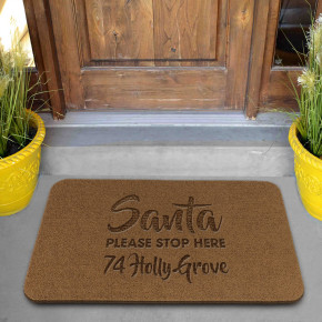 Santa Stop Here Engraved Doormat