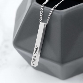 Men's Solid Bar Necklace - Silver