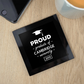  Proud Graduate Black Glass Coaster