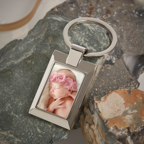 New Baby Photo Upload Metal Keyring