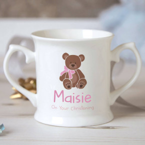 Baby Girl Teddy Bear Christening Mug