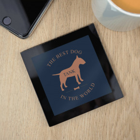 Dog Black Glass Coasters