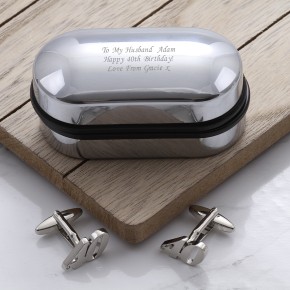 Rhodium Plated 40 Cufflinks Gift Set