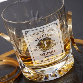 Vintage Whisky Label Crystal Whisky Tumbler