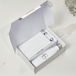 White Castelli Notebook, Pen & White Water Bottle Gift Set