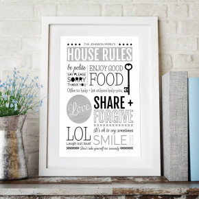 House Family Rules Wall Art