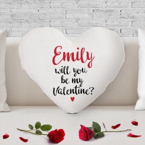 Will You Be My Valentine? Heart Shaped Cushion