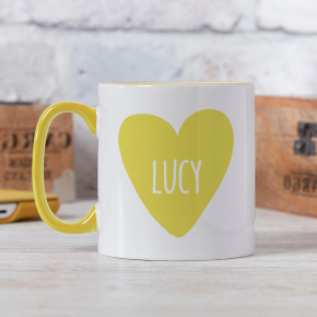 Love Heart Two Tone Mug Yellow