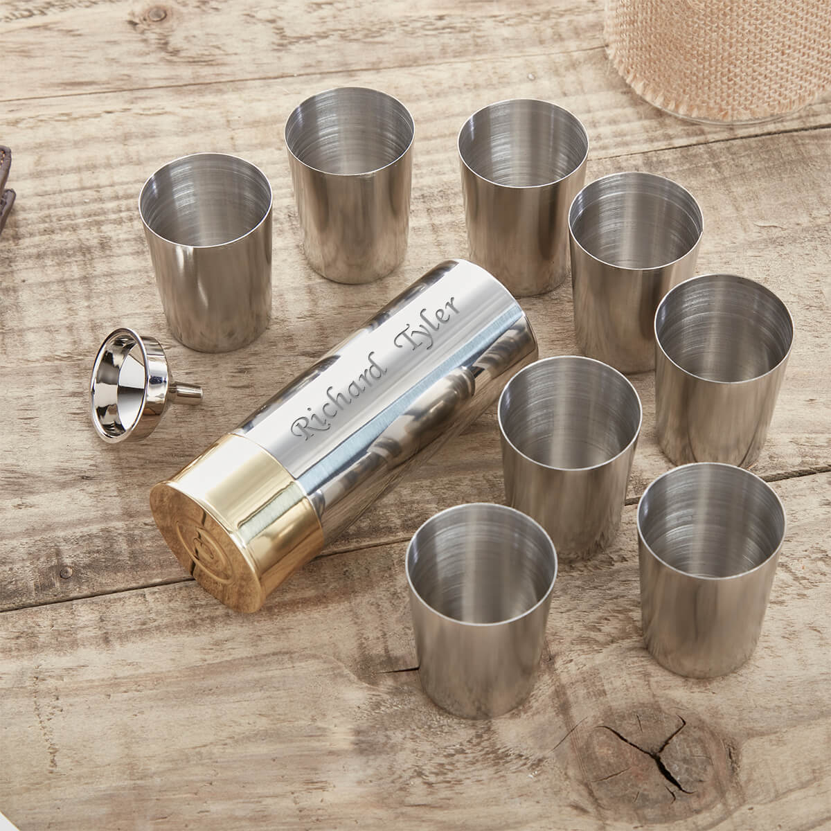 Personalised Ornamental Cartridge Flask With 8 Cups - Boutique Gifts