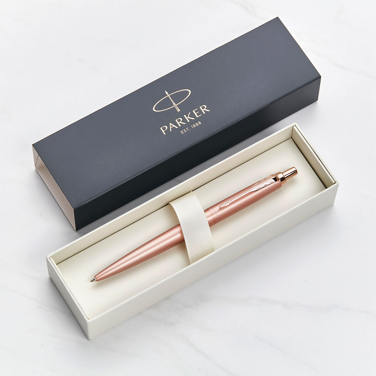 Parker Jotter XL Balpen, mat roségoud, monochroom, middelste punt, blauwe inkt, geschenkdoos